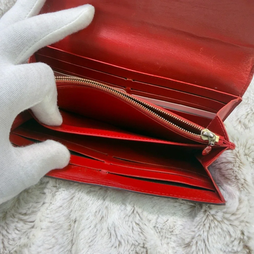 Louis Vuitton Sarah Wallet Womens Red Monogram Vernis Leather‎ TN4115 M.H Stamp